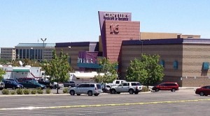 The Century 16 Theater in Aurora, Colo., where a July 20 shooting killed 12 people and wounded 58. This photo was taken the day after the shooting. (Photo by Algr via Wikimedia Commons)