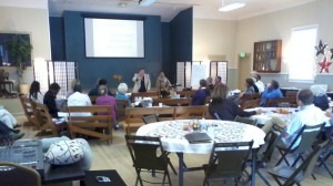 Dave Clark and Q Nellum lead a breakout session during the Community Services Café on Tuesday, Oct. 23. (Marrton Dormish)