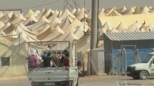 A Syrian refugee camp on the Turkish border for displaced people of the Syrian civil war. Taken last September. (Henry Ridgewell of Voice of America via Wikimedia Commons)