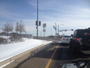 My phone camera doesn't have a good zoom feature, but the new sign in the middle of the photo prohibits "panhandling" and it's located on a main exit from a main highway in Denver. (Marrton Dormish)