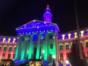 Merry Christmas and Happy New Year, everyone, courtesy of the Denver (Colo.) City and County Building. (Marrton Dormish)